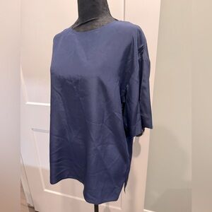 Vintage Adam Douglas adrianna papell 100% silk top navy